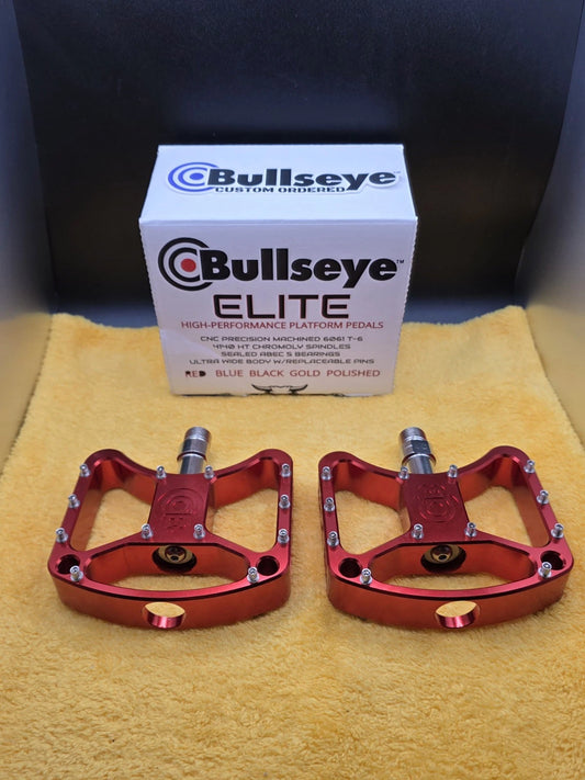 BULLSEYE π― ELITE Pedals Red Rare Upgraded Bearings BMX GT HARO se Bikes HUTCH