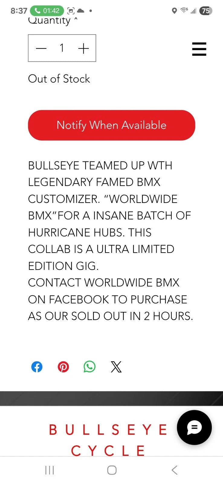 BULLSEYE 🎯/ WORLDWIDE COLLAB Hurricane Hubs Top Of The Line RARE‼️GT HUTCH BMX