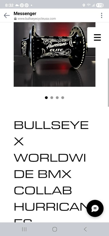 BULLSEYE 🎯/ WORLDWIDE COLLAB Hurricane Hubs Top Of The Line RARE‼️GT HUTCH BMX