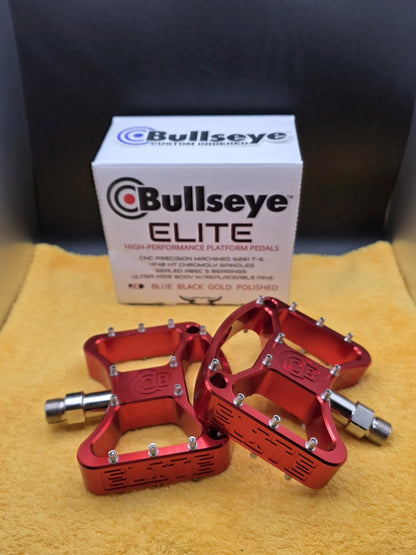 BULLSEYE 🎯 ELITE Pedals Red Rare Upgraded Bearings BMX GT HARO se Bikes HUTCH